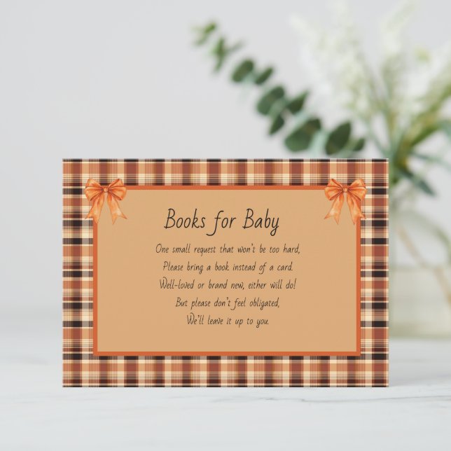 Carte D'accompagnement Books for Baby Brown and Orange Plaid (Debout devant)