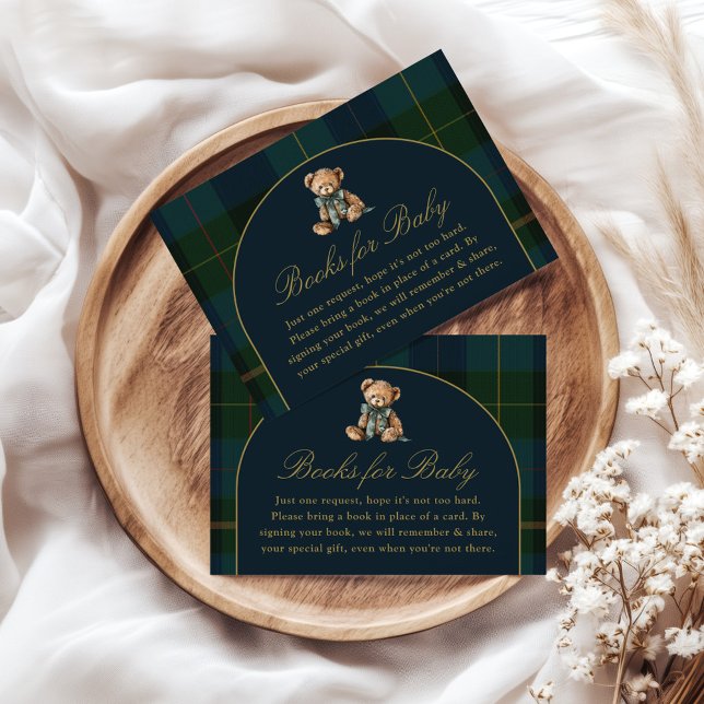 Carte D'accompagnement Books for Baby Card Classic Dark Green Blue Plaid  (Créateur téléchargé)