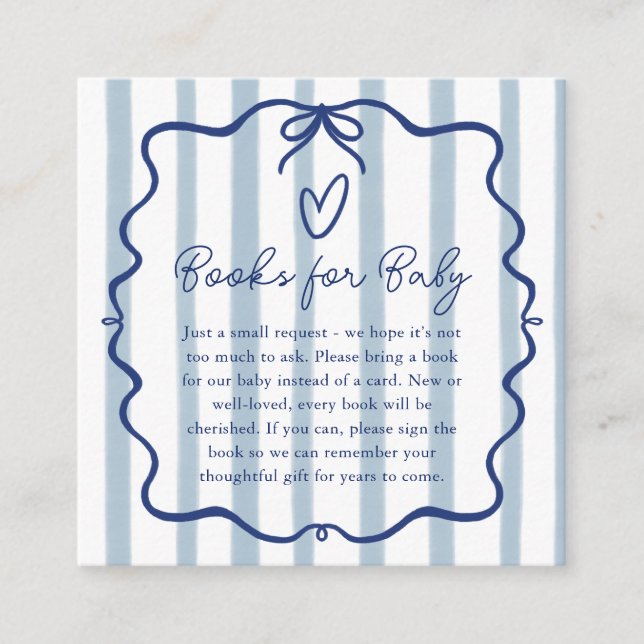 Carte D'accompagnement Books for Baby Cute Blue Stripes Baby Shower (Devant)