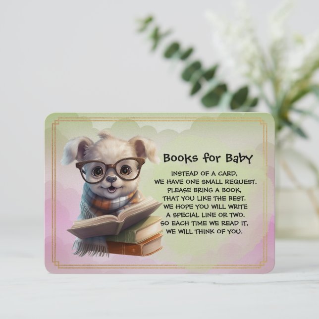 Carte D'accompagnement Books for Baby Cute Puppy Dog Reading A Book (Debout devant)