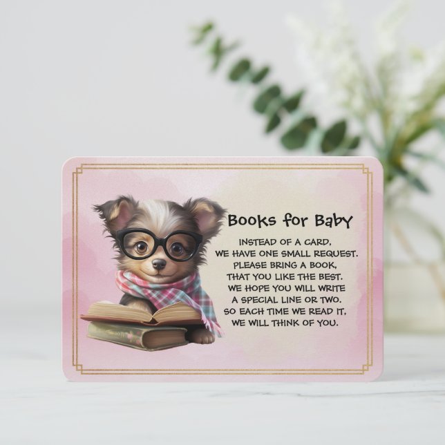 Carte D'accompagnement Books for Baby Cute Puppy Dog Reading A Book (Debout devant)
