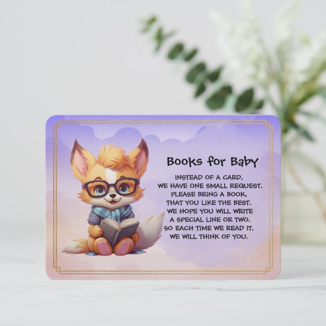 Carte D'accompagnement Books for Baby Cute Red Fox Reading A Book (Debout devant)