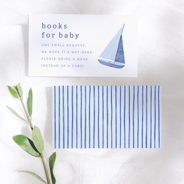 Carte D'accompagnement Books for Baby Italian Sailboat Blue Baby Shower (Créateur téléchargé)