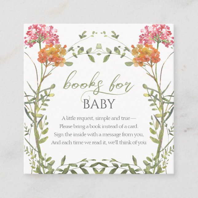 Carte D'accompagnement Books for Baby Meadow Flowers Baby Shower (Devant)