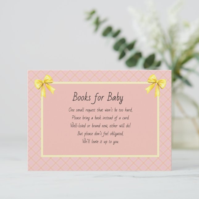 Carte D'accompagnement Books for Baby Pink and Yellow Plaid (Debout devant)