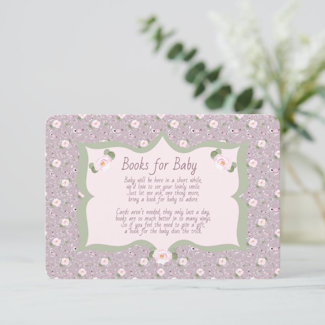 Carte D'accompagnement Books for Baby Pink Purple Green Floral (Debout devant)