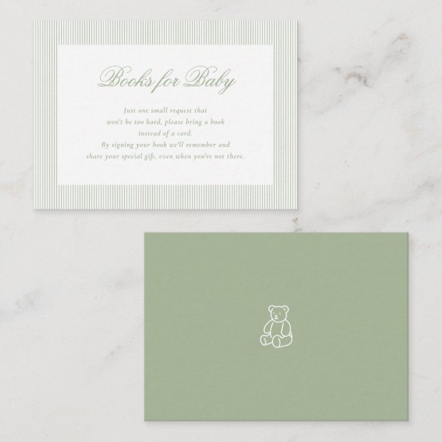 Carte D'accompagnement Books for Baby Sage Green Baby Shower Gifts (Devant / Derrière)