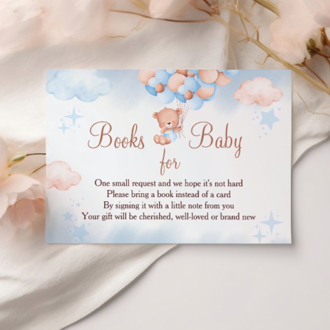 Carte D'accompagnement Books for Baby Teddy Bear Blue and Blush (Créateur téléchargé)