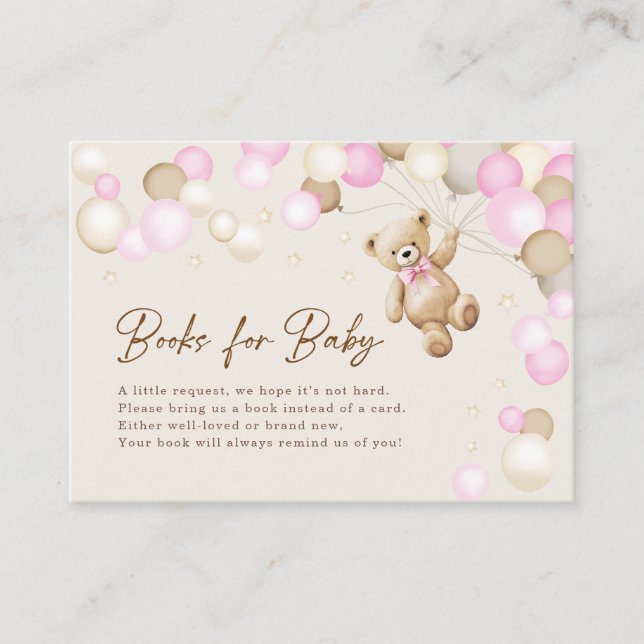 Carte D'accompagnement Books For Baby Teddy Bear Girl Baby Shower (Devant)