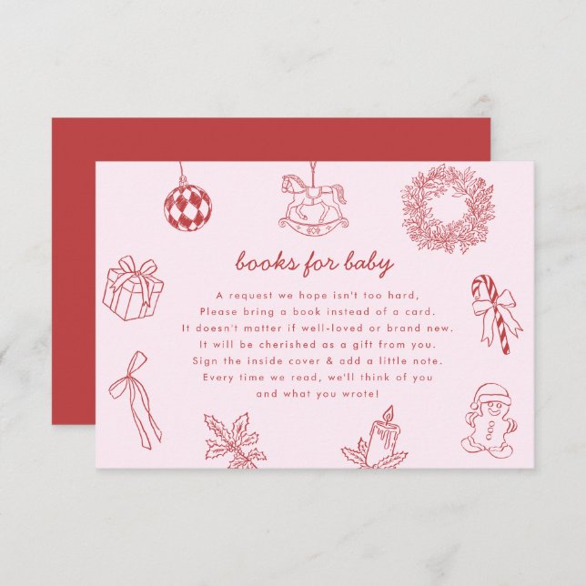 Carte D'accompagnement Books for baby whimsical christmas winter girl (Devant / Derrière)