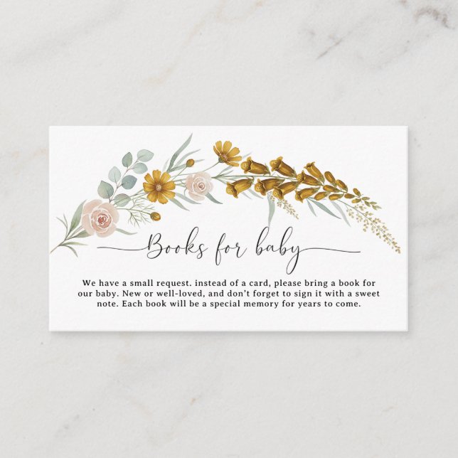 Carte D'accompagnement Books for Baby yellow floral Baby Shower custom (Devant)