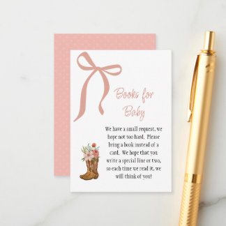 Carte D'accompagnement Boots and Bows Baby Girl Shower Books for Baby