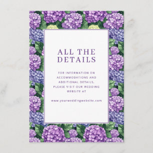 Carte D'accompagnement Bordure de Fleur d'Hydrangea Violet Romantique
