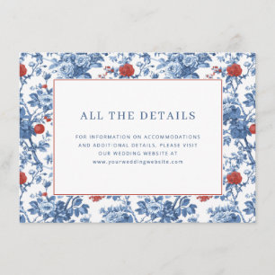 Carte D'accompagnement Bordure Florale Bleue Élégante