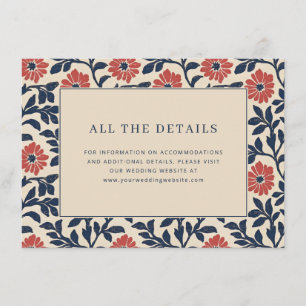 Carte D'accompagnement Bordure Florale Élégante Navy
