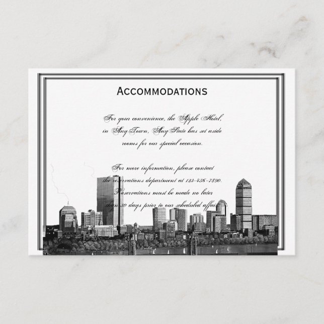 Carte D'accompagnement Boston Destination Mariages Hébergements (Devant)