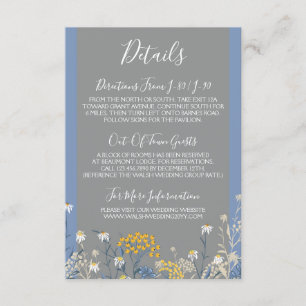 Carte D'accompagnement Botanical Daisy Yellow & Navy Détails / Directions