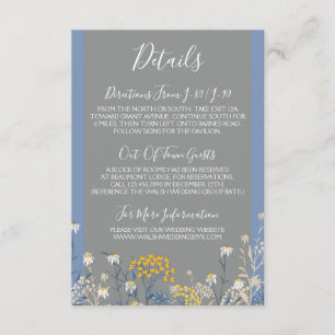 Carte D'accompagnement Botanical Daisy Yellow & Navy Détails / Directions