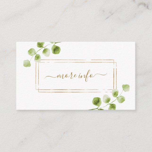 Carte D'accompagnement Botanical Gold Green Mariage Plus d'infos (Devant)