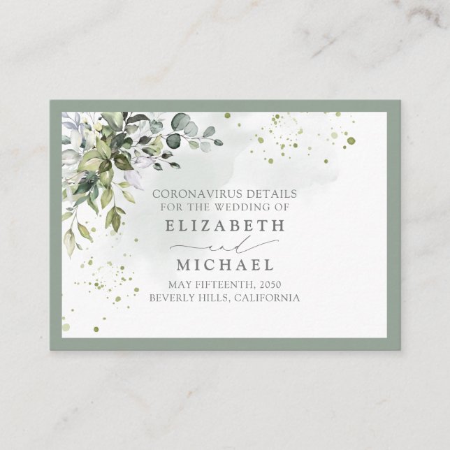 Carte D'accompagnement Botanical Greenery Floral Coronavirus Détail (Devant)
