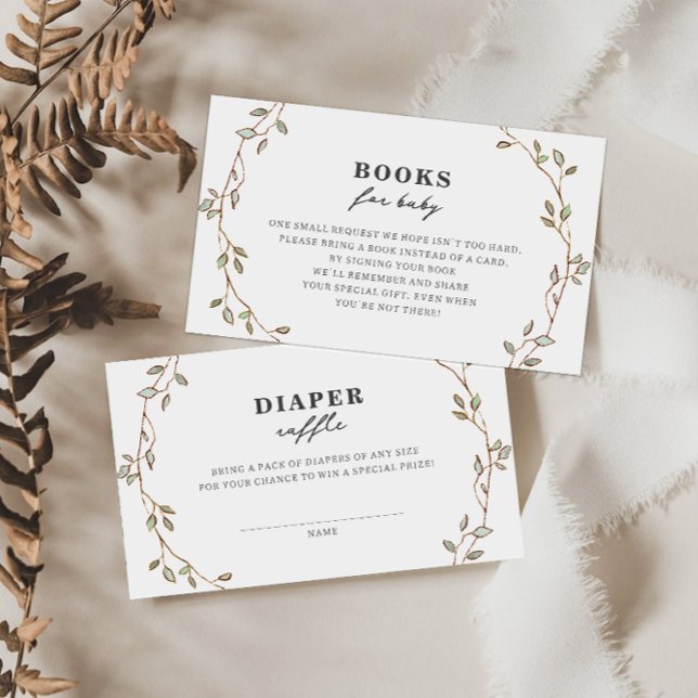 Carte D'accompagnement Botanical Leaves Diaper Raffle Enclosure Card (Créateur téléchargé)