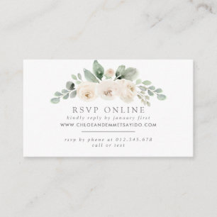 Carte D'accompagnement Botanique Blanc Floral Site Mariage RSVP