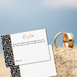 Carte D'accompagnement Botanique Feuille Motif frontière Date Nuit Idées<br><div class="desc">Invités Invitations à partager leurs conseils avec notre carte de boîtier de Motif de Feuilles botaniques, partie de la collection Chic Leaf Motif Border Faire-part de mariage. Cette carte plat de 3, 5 po x 5 po au format paysage présente un front blanc avec une bordure en feuille abstraite noire...</div>