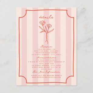 Carte D'accompagnement Botanique Floral rose Mariage Détails