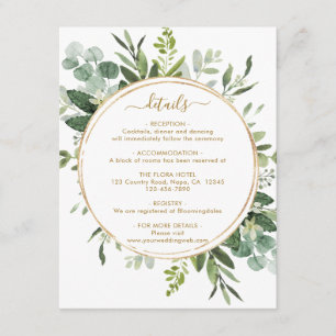 Carte D'accompagnement Botanique Gold Green Cercle Mariage Détails