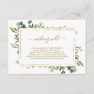Carte D'accompagnement Botanique Gold verdure Mariage Wishing well