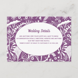 Carte D'accompagnement Botanique Purple Foliage Détails du Mariage