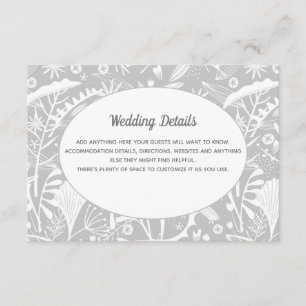 Carte D'accompagnement Botanique Silver Grey Motif Détails du Mariage