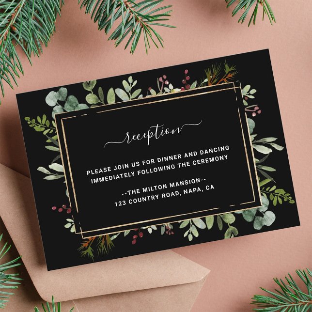 Carte D'accompagnement Botanique Verdure Noël Mariage Réception (Créateur téléchargé)