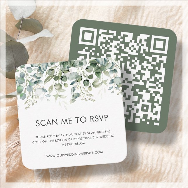 Carte D'accompagnement Botanique verte | Code QR RSVP de mariage (Créateur téléchargé)