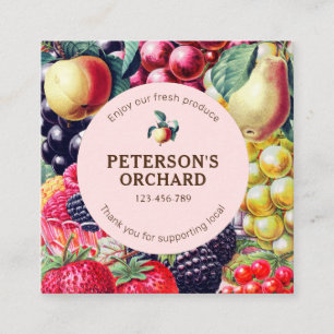 Carte D'accompagnement Botanique Vintage Fruit Étiquette fermier local