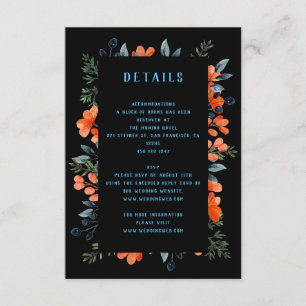 Carte D'accompagnement Botaniques en fleurs Orange Floral Détails du Mari