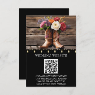 Carte D'accompagnement Bottes Western Cowboy Floral Elegant Mason Jar