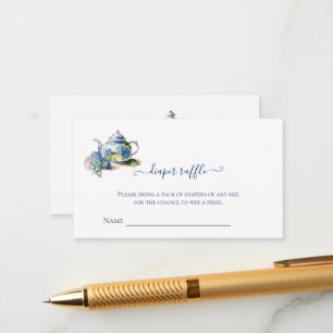 Carte D'accompagnement Bouche Raffle Blue Hydrangea Tea Party