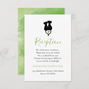 Carte D'accompagnement Bouddling Chats Noirs Aimer Green Heart Réception