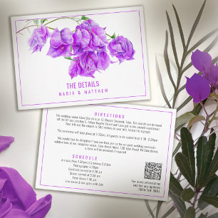 Carte D'accompagnement Bougainvillea violet détails du mariage QR
