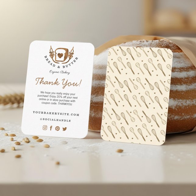Carte D'accompagnement Boulangerie Pain Logo Merci Pour Votre Achat (Bakery Loaf Of Bread Logo Thanks For Your Purchase Enclosure Card)