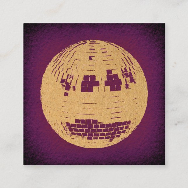 Carte D'accompagnement Boule Disco Purple & Gold Vintage Art (Devant)