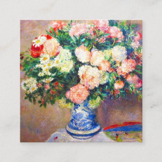 Carte D'accompagnement Bouquet de chrysanthèmes et un fan japonais (Devant)