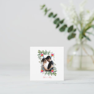 Carte D'accompagnement Bouquet de Fleurs Chic Photo de Mariage Personnali
