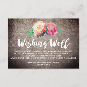 Carte D'accompagnement Bouquet de fleurs rustiques Mariage Wishing well