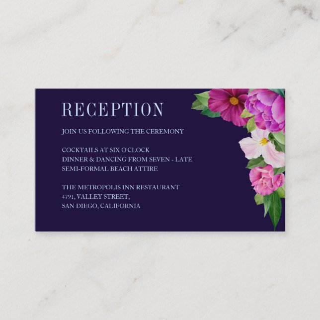 Carte D'accompagnement Bouquet de fleurs violettes Réception de mariage b (Devant)
