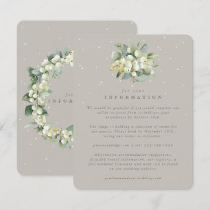 Carte D'accompagnement Bouquet de mariage Greige Snowberry + Eucalyptus