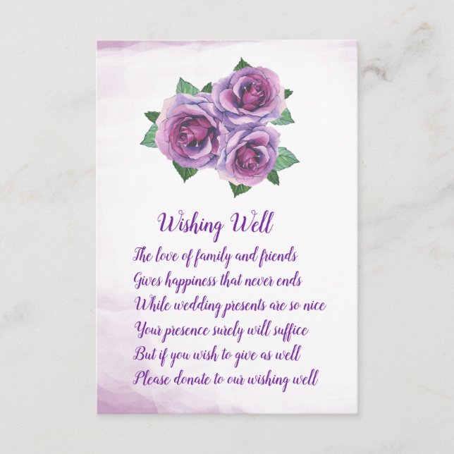 Carte D'accompagnement Bouquet de rose violet Mariage de souhaits de cart (Devant)