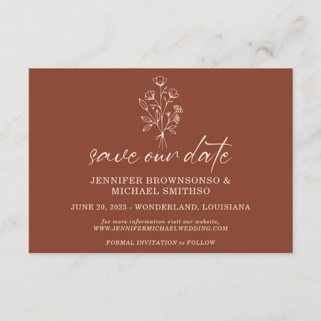 Carte D'accompagnement Bouquet en terre cuite Boho Botaniques Sauvez notr (Devant)