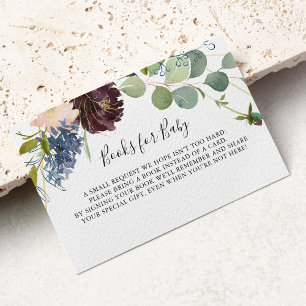 Carte D'accompagnement Bourgogne Floral Baby shower de verdure Demande de